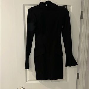 Chic Black Long Sleeve Mini Dress